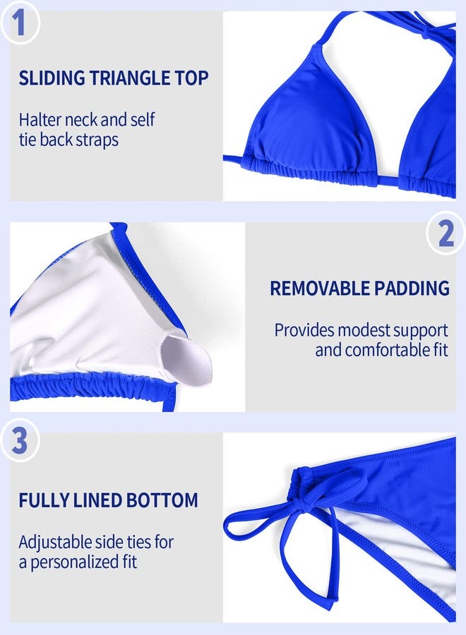 CharmLeaks Women Halter Bikini Tie Side 2 Piece Swimwear Triangle Bathing Suit S - Image 5